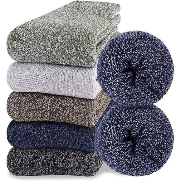 Wool Socks Men's Thick 5 Pairs Thermal Warm Winter Men Super Soft Cozy Boot Hike - Picture 7 of 7